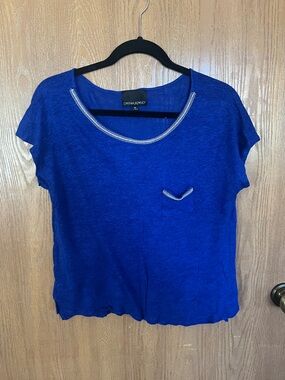 Cynthia Rowley Royal Blue Short Sleeve Scoop Neck Tee with Trim Pocket